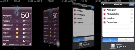 3D-переворот в приложении погоды для iPhone